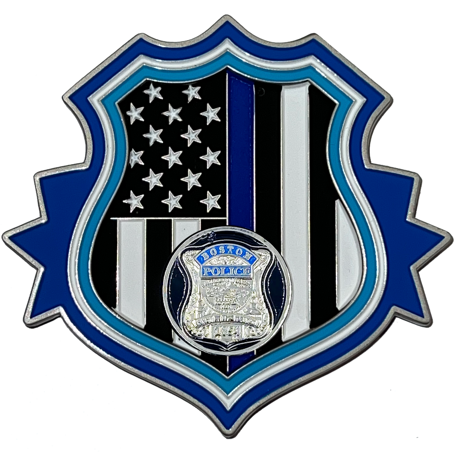 Boston Police BPD Officer Police Week 2023 Commemorative Thin Blue Line Memorial Challenge Coin
