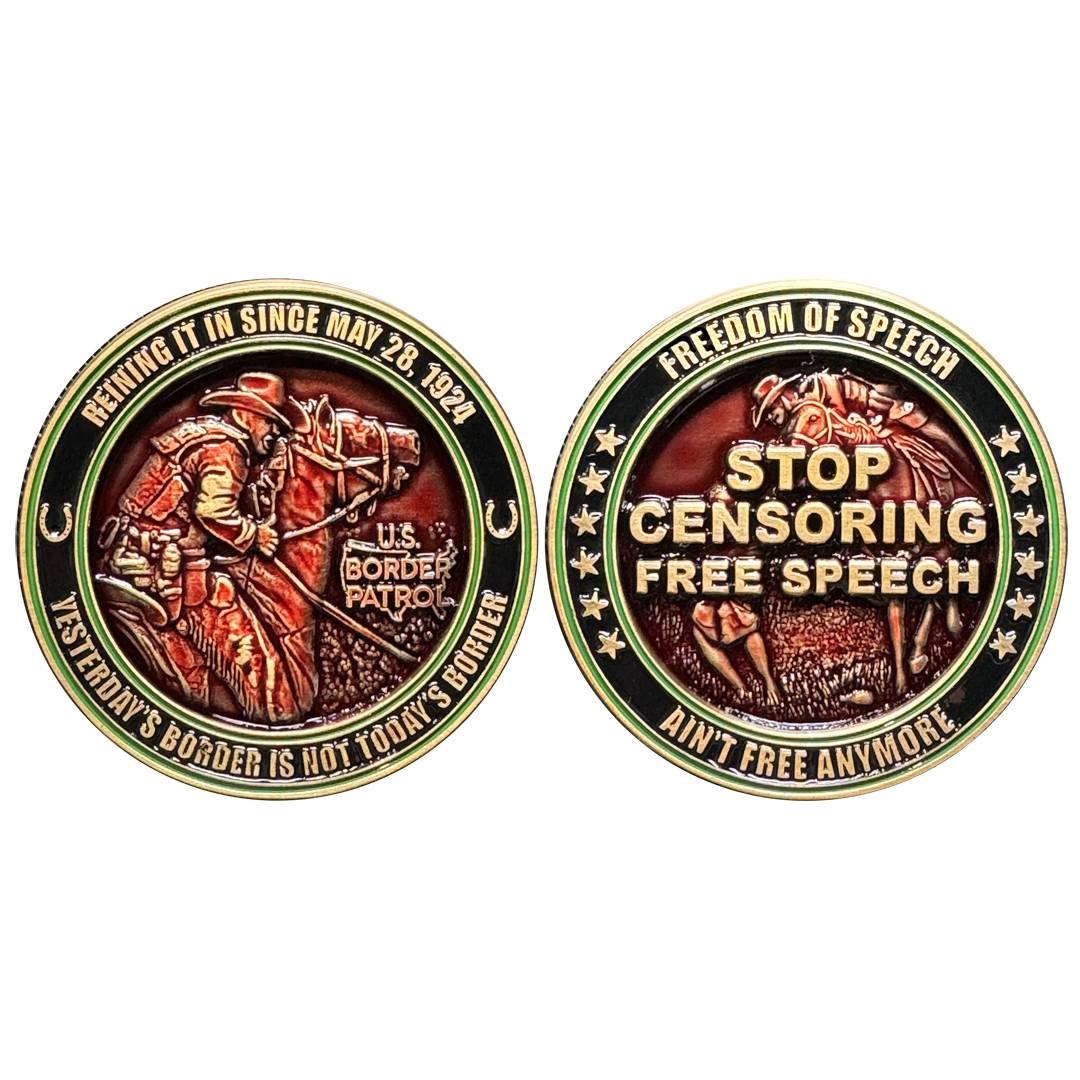 BL18-002 Border Patrol Horse Patrol Haitian Migrant Biden Challenge Coin Censored