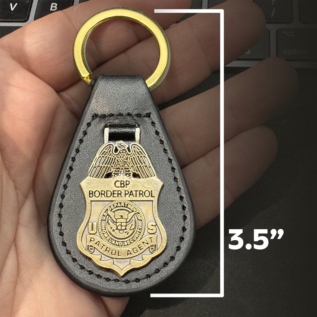 EL14-012 CBP Border Patrol Agent Mini Shield BPA challenge coin leather keychain