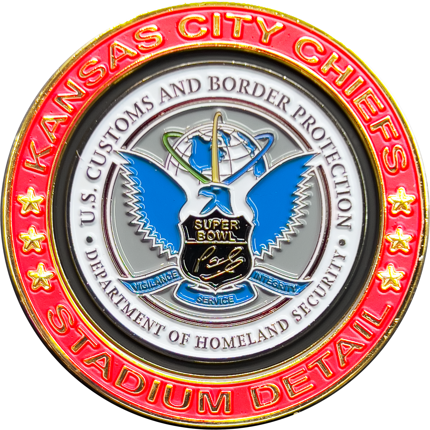 GL16-006 CBP Field Operations Border Patrol AMO Kansas City Missouri Stadium Detail Championship Challenge Coin KC