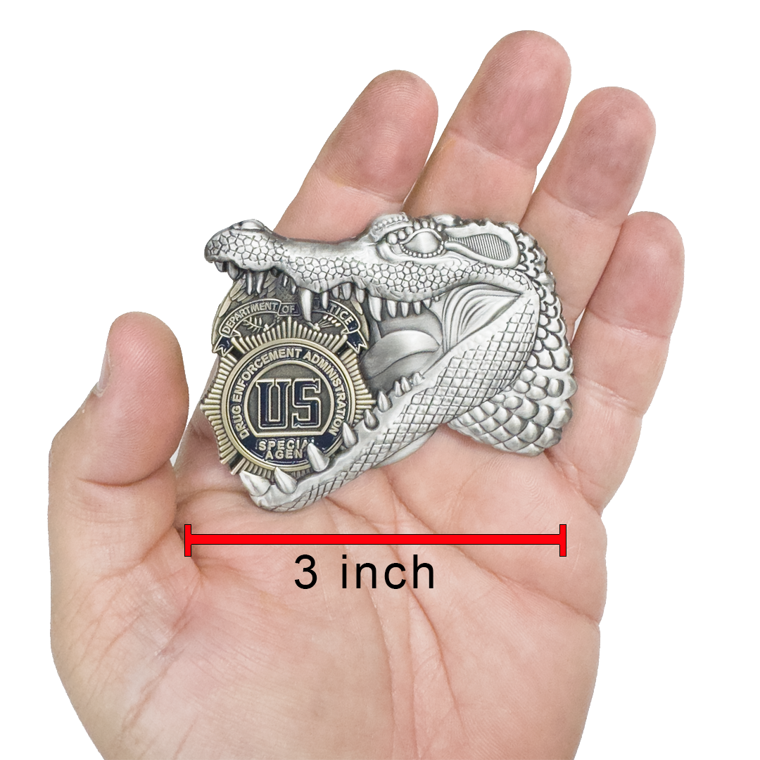 EL19-7 DEA Special Agent DOJ Challenge Coin Alligator Gator Drug Enforcement Agency