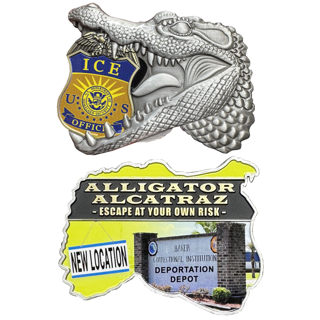 BL17-22 ICE Agent Alligator Alcatraz Deportation Depot Challenge Coin Baker Corrections