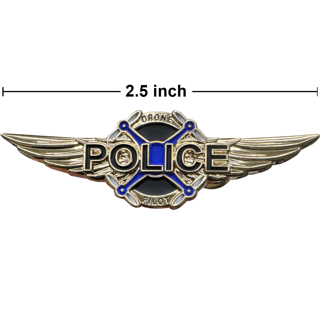KK-018 Police Drone Pilot Full size UAS FAA Commercial Wings pin for uniform wear