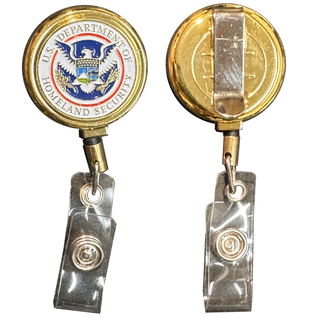 BL18-007 Homeland Security Metal ID Reel retractable Card Holder CBP Border Patrol HSI Secret Service FEMA