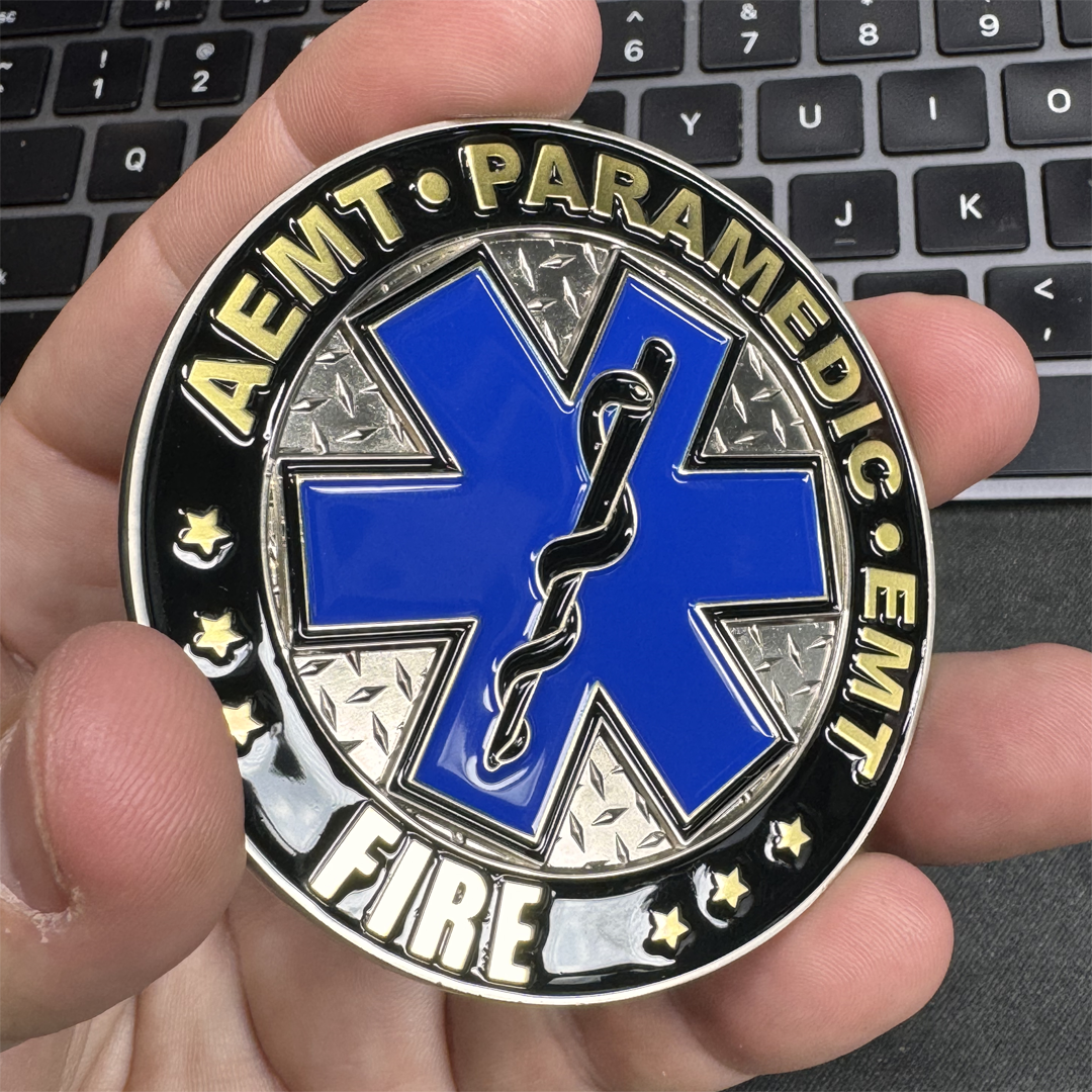 BL3-002 Volunteer Fire Fighter AEMT EMT Paramedic Fire Rescue Department Challenge Coin