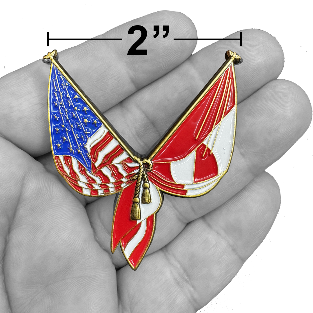 BL13-6 American US Flag and Greenland Flag Pin 2 inch with dual pin posts support