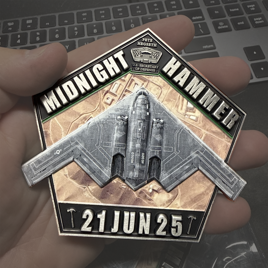 CL-ZZ Midnight Hammer Challenge Coin Honoring Pete Hegseth B-52 Bunker Buster Stealth Bomber B-2