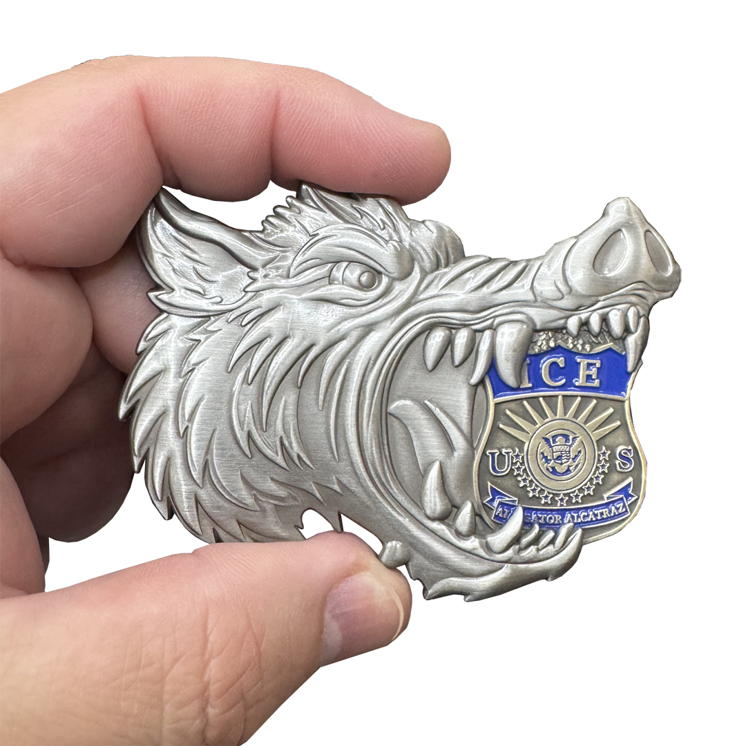 BL12-11 ICE Agent Alligator Alcatraz Hog Wild Boar Challenge Coin HSI Border Patrol CBP