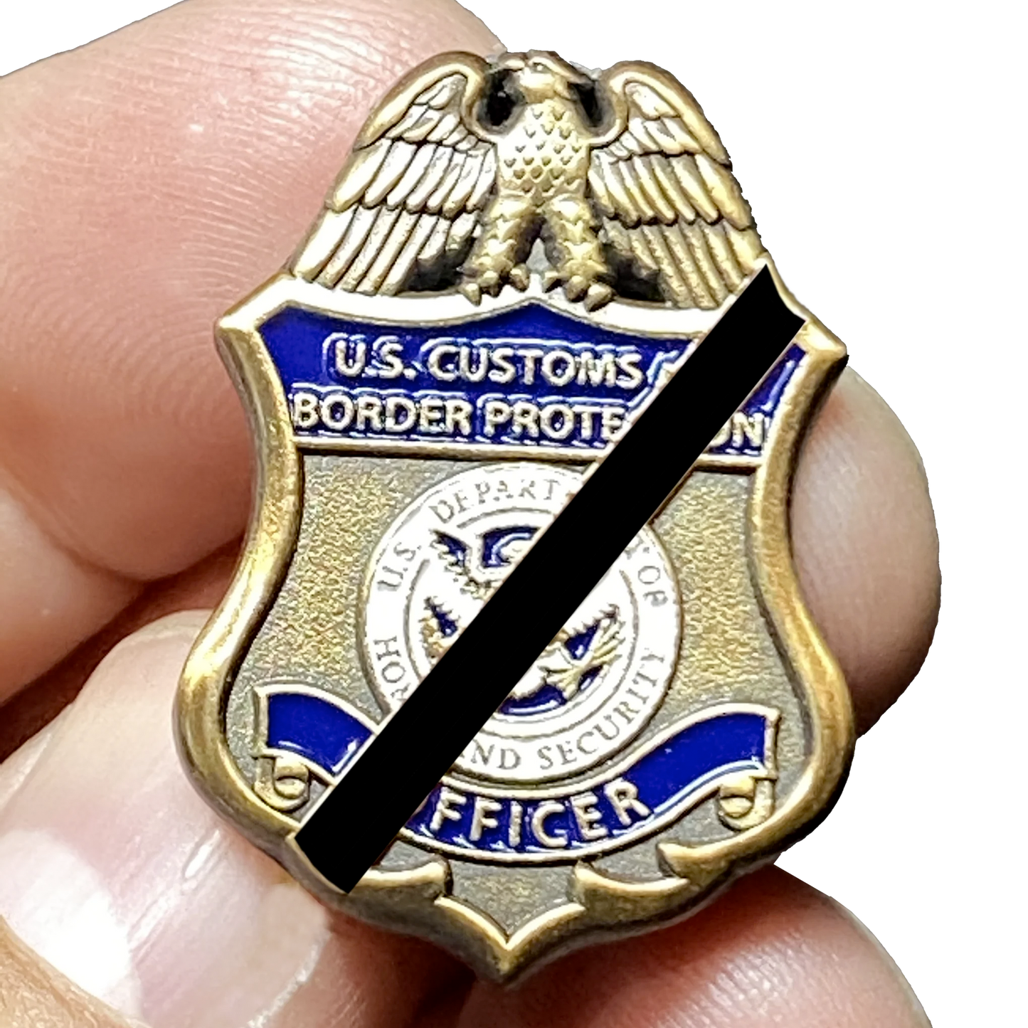 CL13-06 CBP Officer Black Mourning Band Pin with dual pin posts Field Operations Ops