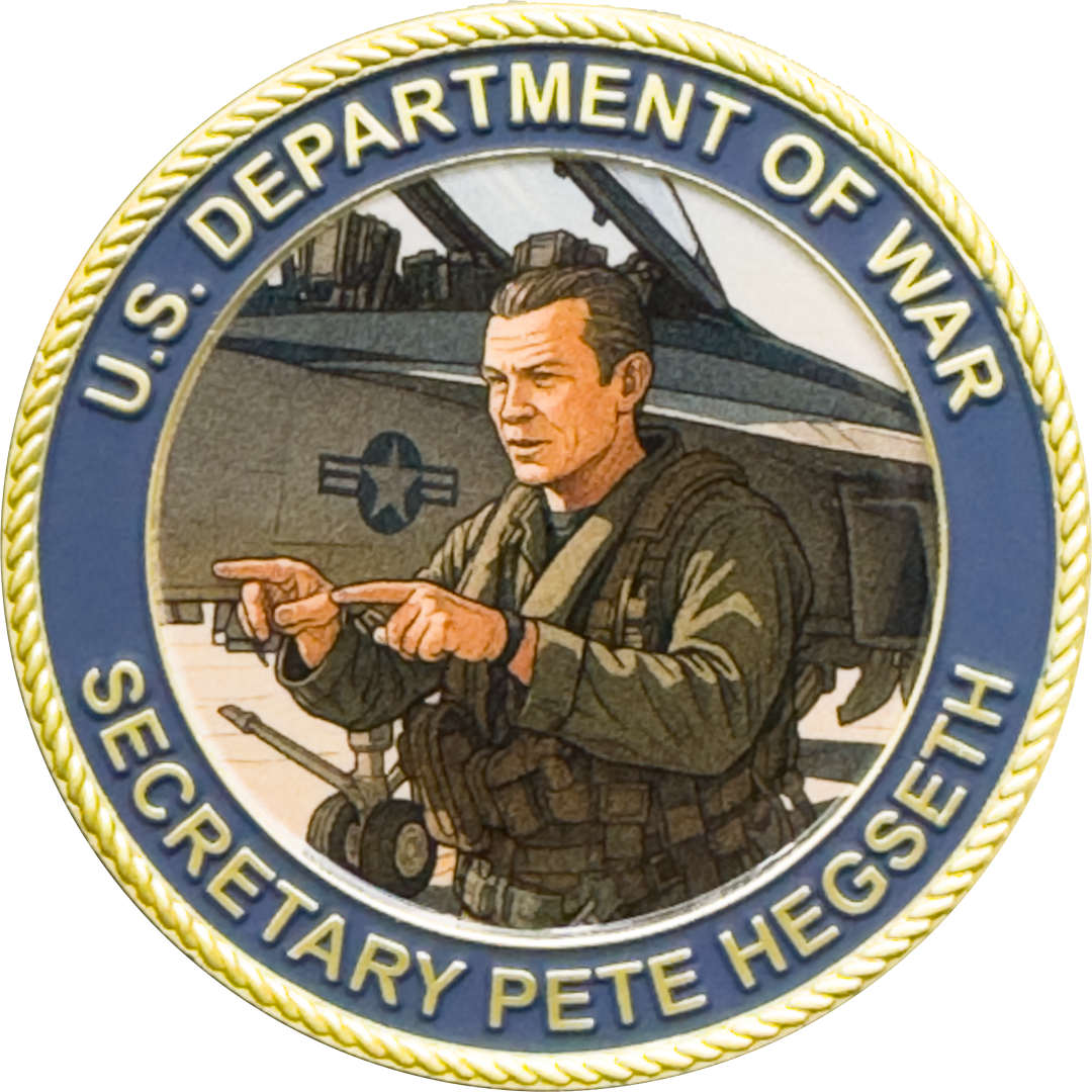 BL10-7 Secretary of War Pete Hegseth Challenge Coin Navy Fighter Weapons School Midnight Hammer Department of War