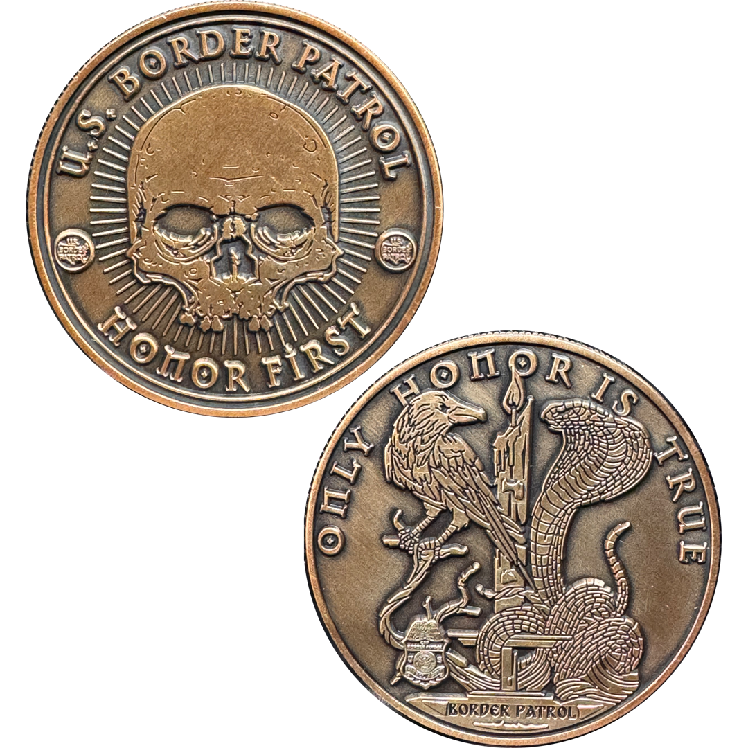 GL16-003 Border Patrol Agent Honor First Challenge Coin snake bird skull