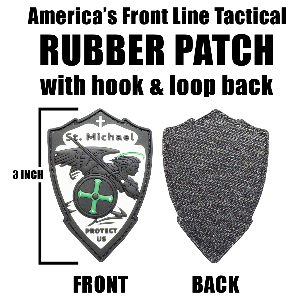 EL16-024 Saint Michael Patch St. Michael Patron Saint Police Military Protect Us Prayer Thin Green Line Rubber Morale Patch