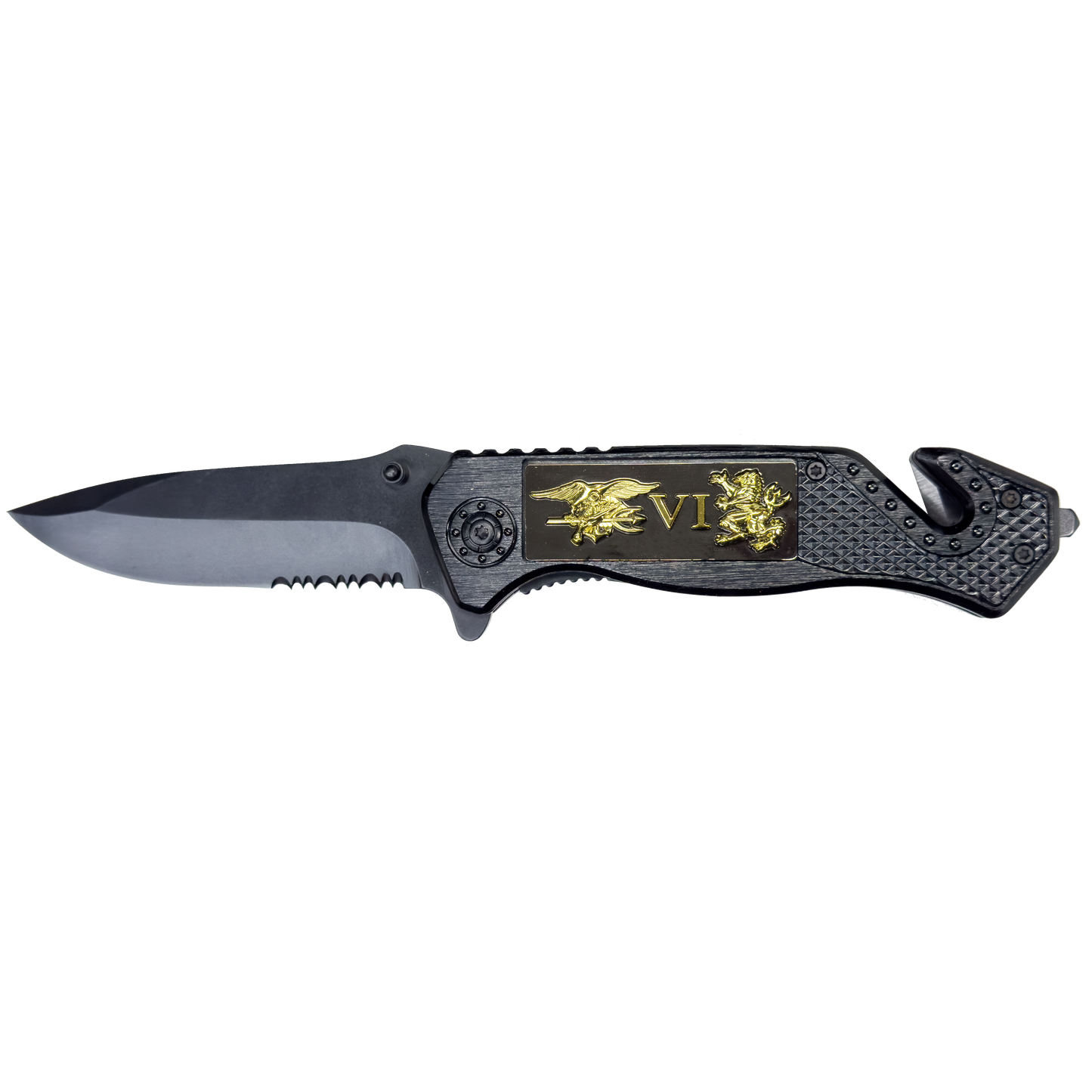 V2 Navy Seal Team 6 Naval Special Warfare Trident Pocket Knife 3-in-1 Rescue tool
