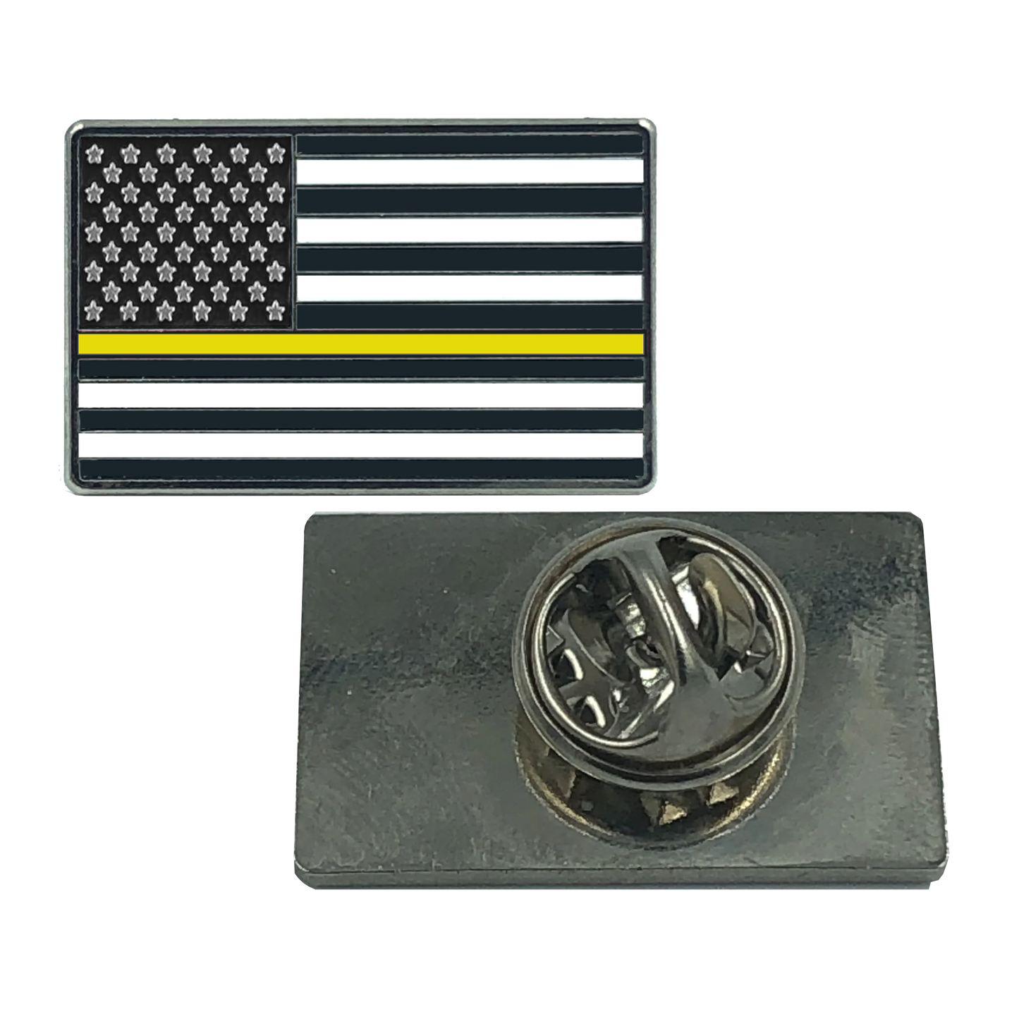 EL8-015 Thin Gold Line Flag Pin 911 Dispatcher Emergency Yellow