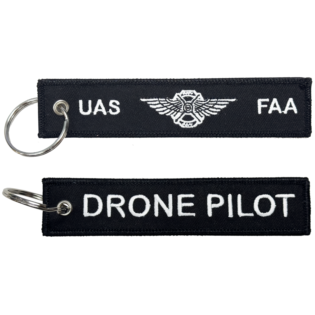 EL7-24 Keychain UAS FAA Commercial Drone Pilot Wings Luggage Tag zipper pull BLACK keychain