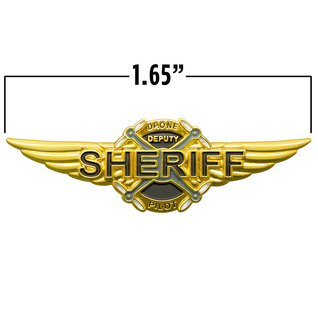 EL17-17 Small Deputy Sheriff Police Drone Pilot Full size UAS FAA Commercial Wings pin for uniform wear