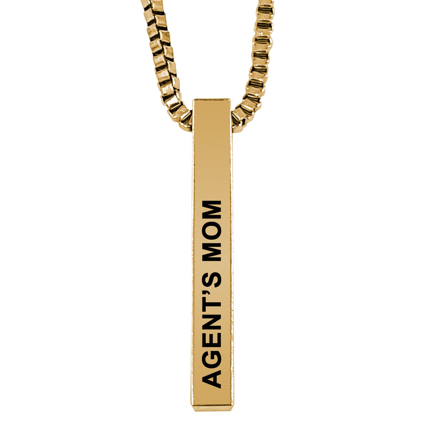 Agent's Mom Gold Plated Pillar Bar Pendant Necklace Gift Mother's Day Christmas Holiday Anniversary Police Sheriff Officer First Responder Law Enforcement