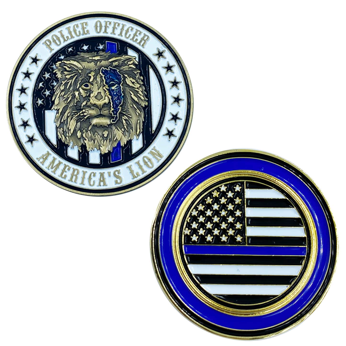 BB-009 America's Lion Thin Blue Lion Police Challenge Coin National Law Enforcement Memorial