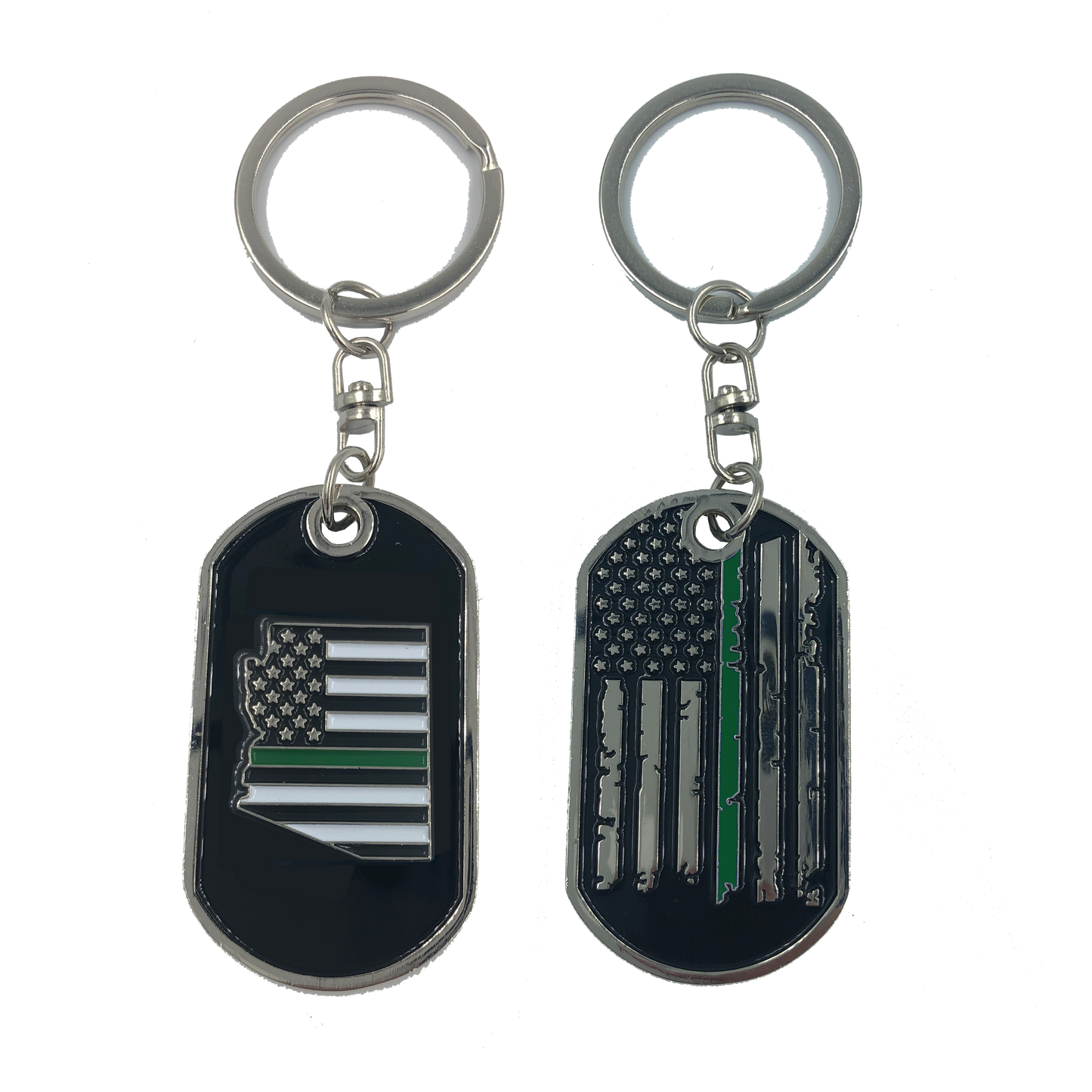 HH-009 Arizona Thin Green Line Challenge Coin Dog Tag Keychain Police CBP Sheriff Border Patrol Army Marines