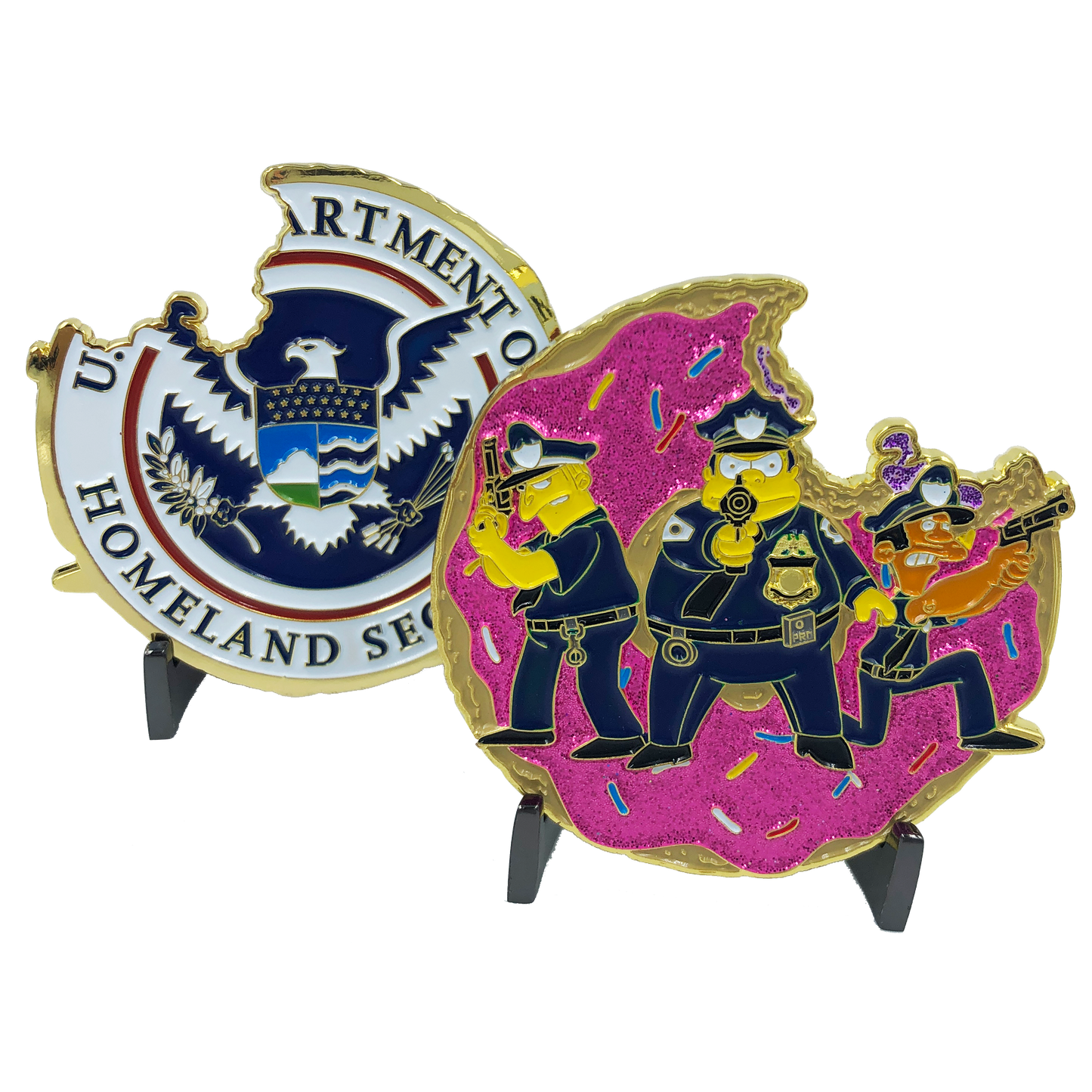 A-010 Police Task Force Simpsons inspired Donut Challenge Coin NYPD CBP FBI Task Force BLUE