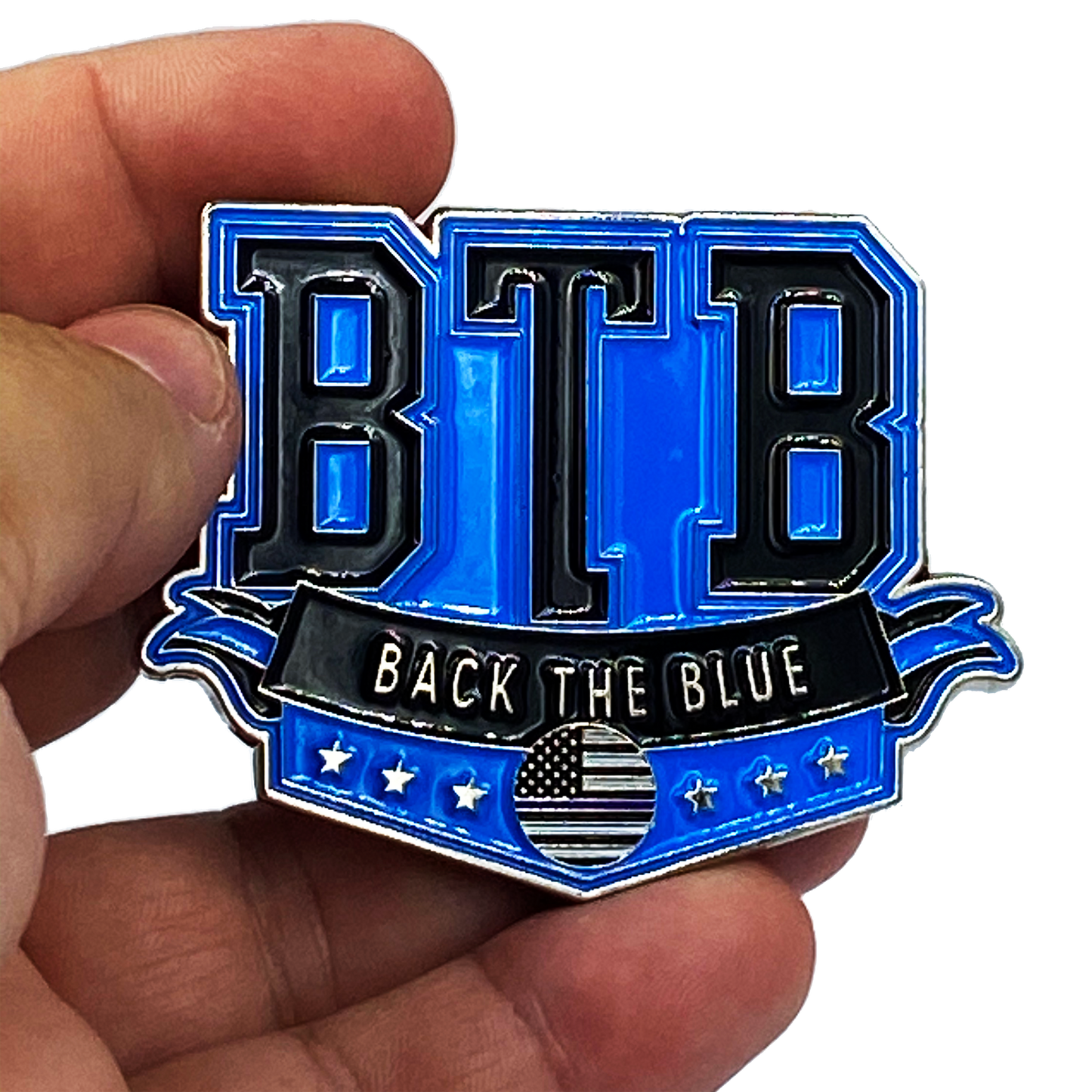 DL6-13 Back the Blue Thin Blue Line Police Officer Challenge Coin Back the shield BTB