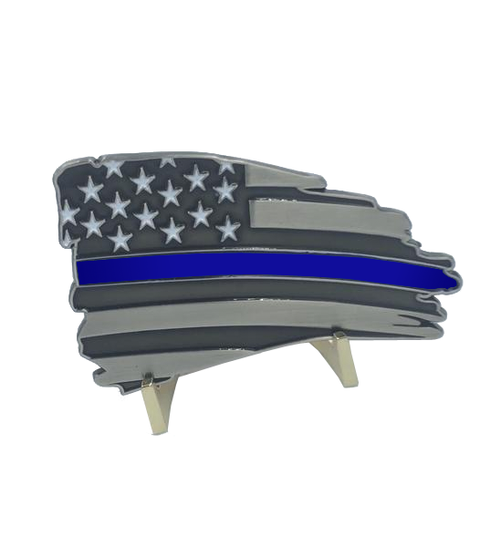 J-021 Metal Thin Blue Line Flag Decal with 3M Tape
