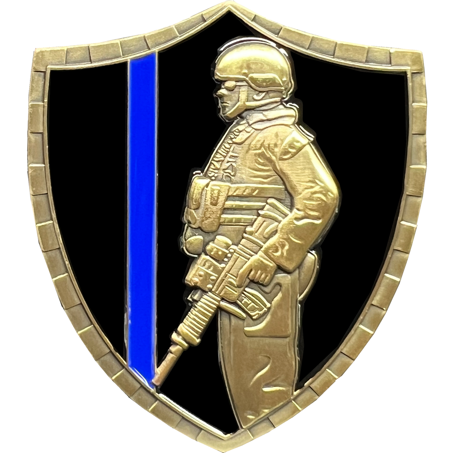 GL5-004 Police Saint Michael Gladiator Shield Thin Blue Line Flag Challenge Coin LAPD NYPD CPD CBP BI ATF