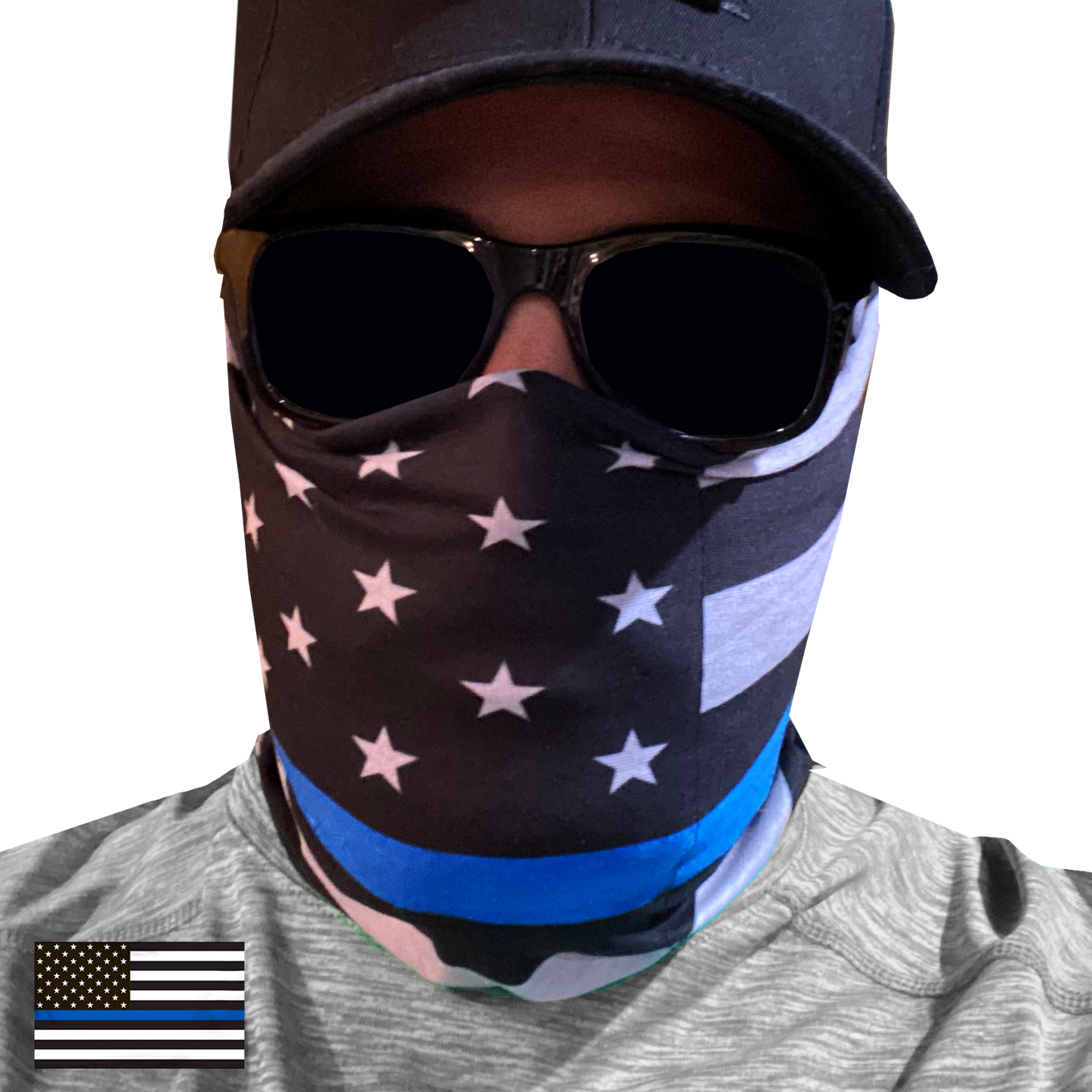 EL9-016 Thin Blue Line Police Law Enforcement Face Cover Dust Warp