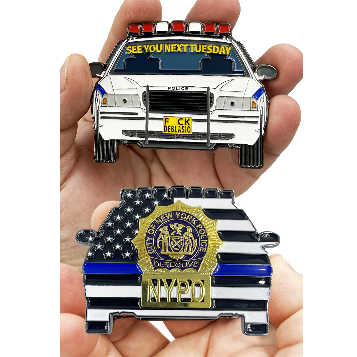 Discontinued BL14-015 NYPD Detective Mayor Bill DeBlasio Clown Car Circus Challenge Coin Police Thin Blue Line