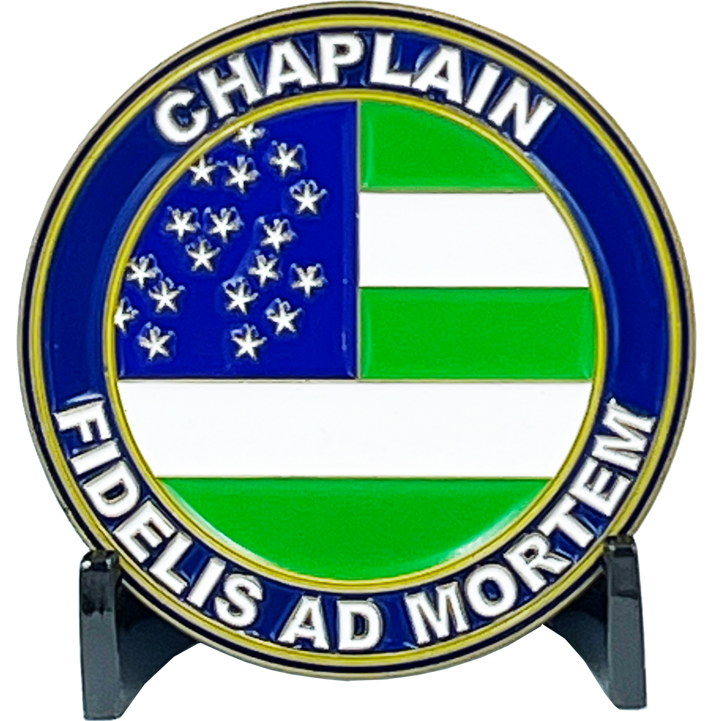 BL8-008 New York Police Department NYPD New York City Police Officer CHAPLAIN Challenge Coin NYC Police flag