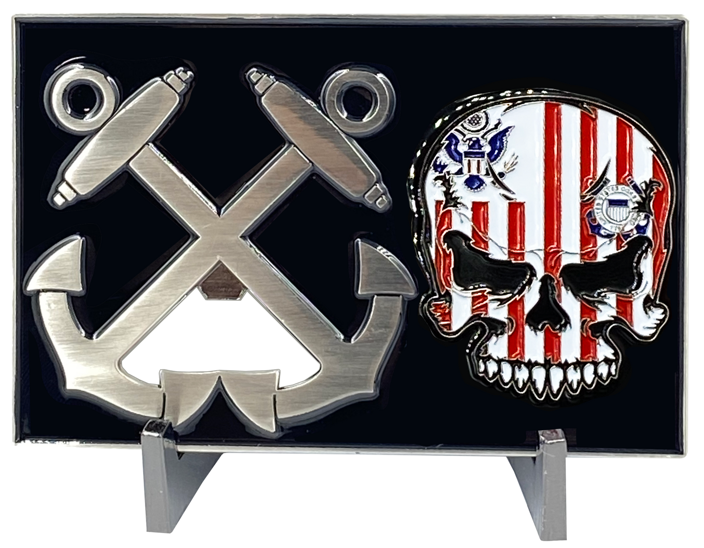 G-020 Huge 4 inch Coast Guard Flag Bottle Opener Challenge Coin Coastie Boatswain's Mate Anchor