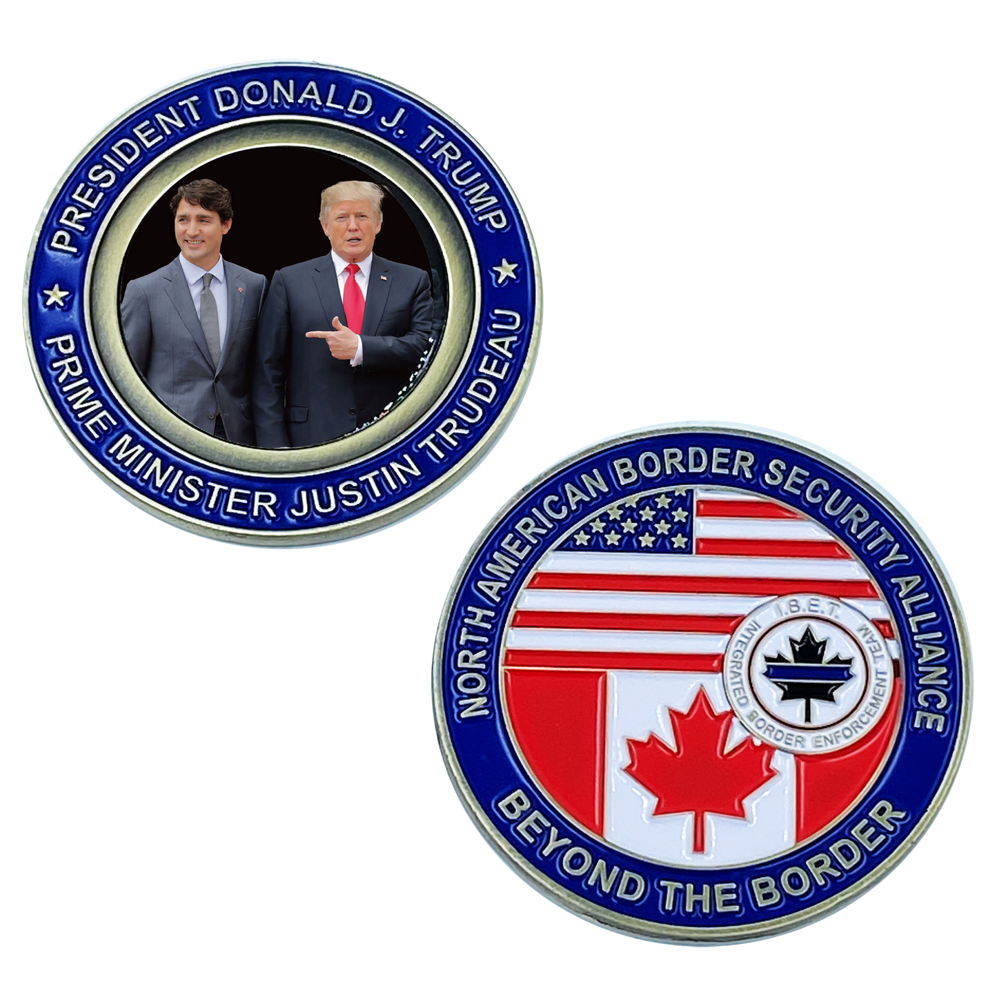 CL-007 President Donald J. Trump CBP and Canada Prime Minister Justin Trudeau CBSA Challenge Coin