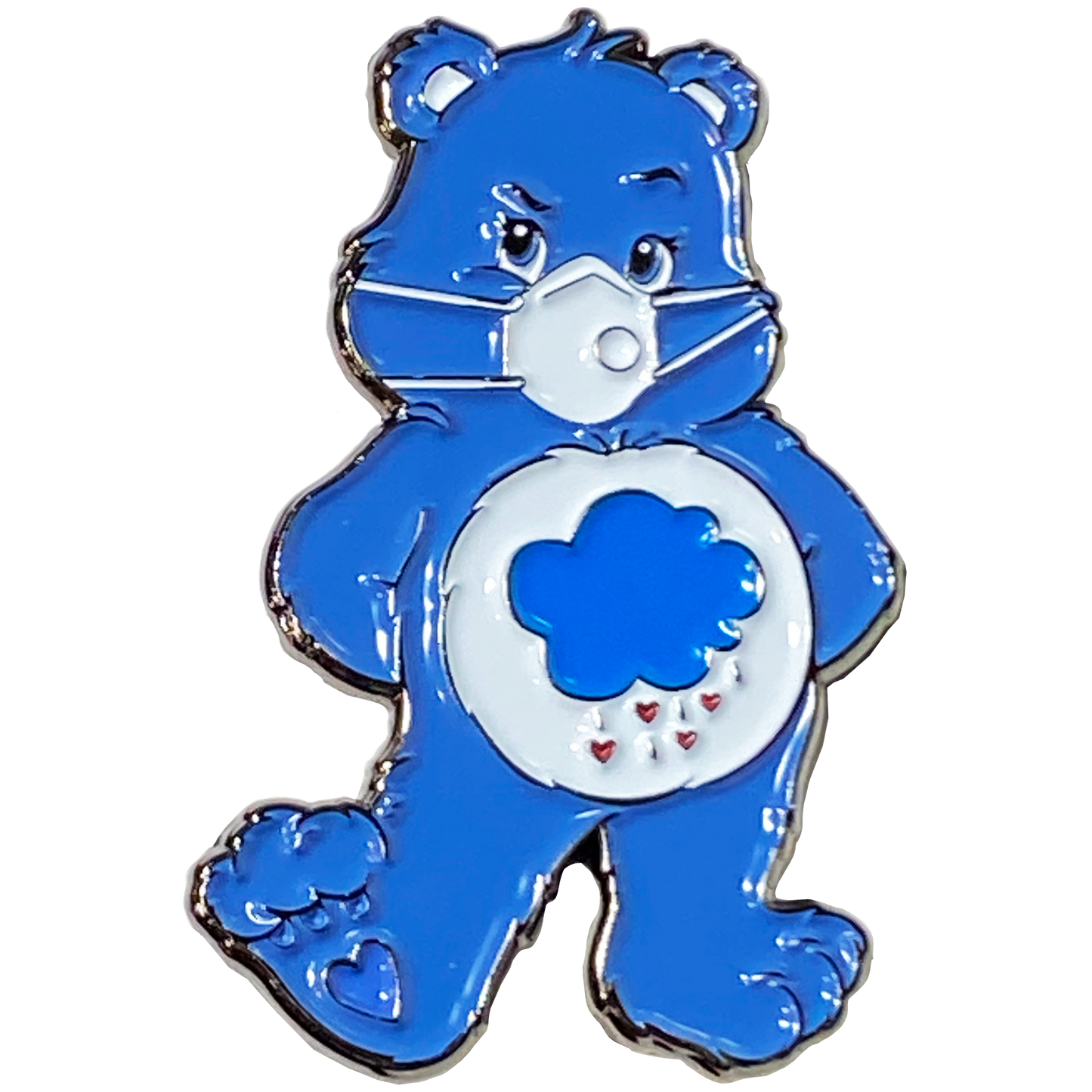 DL10-14 Grumpy Bear Mask Pin inspired by Care Bears with matching Blue Pin backs