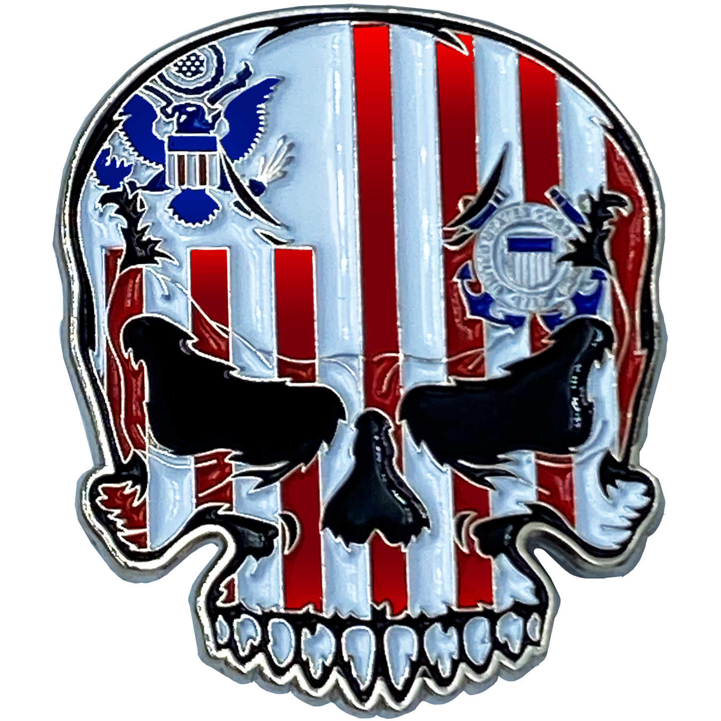 EL6-016 US Coast Guard Flag strong magnet Coastie Skull Challenge Coin for refrigerator safe locker cabinet USCG