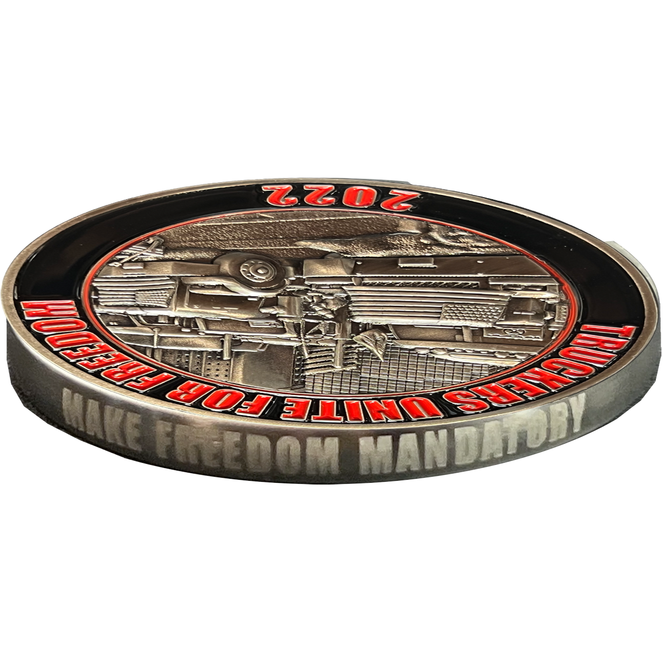 discontinued BL17-022 Truckers Unite for Freedom 2022 Freedom Convoy Challenge Coin American Truck Drivers USA