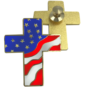 American Flag Cross USA Red, White and Blue Lapel pin Cloisonné