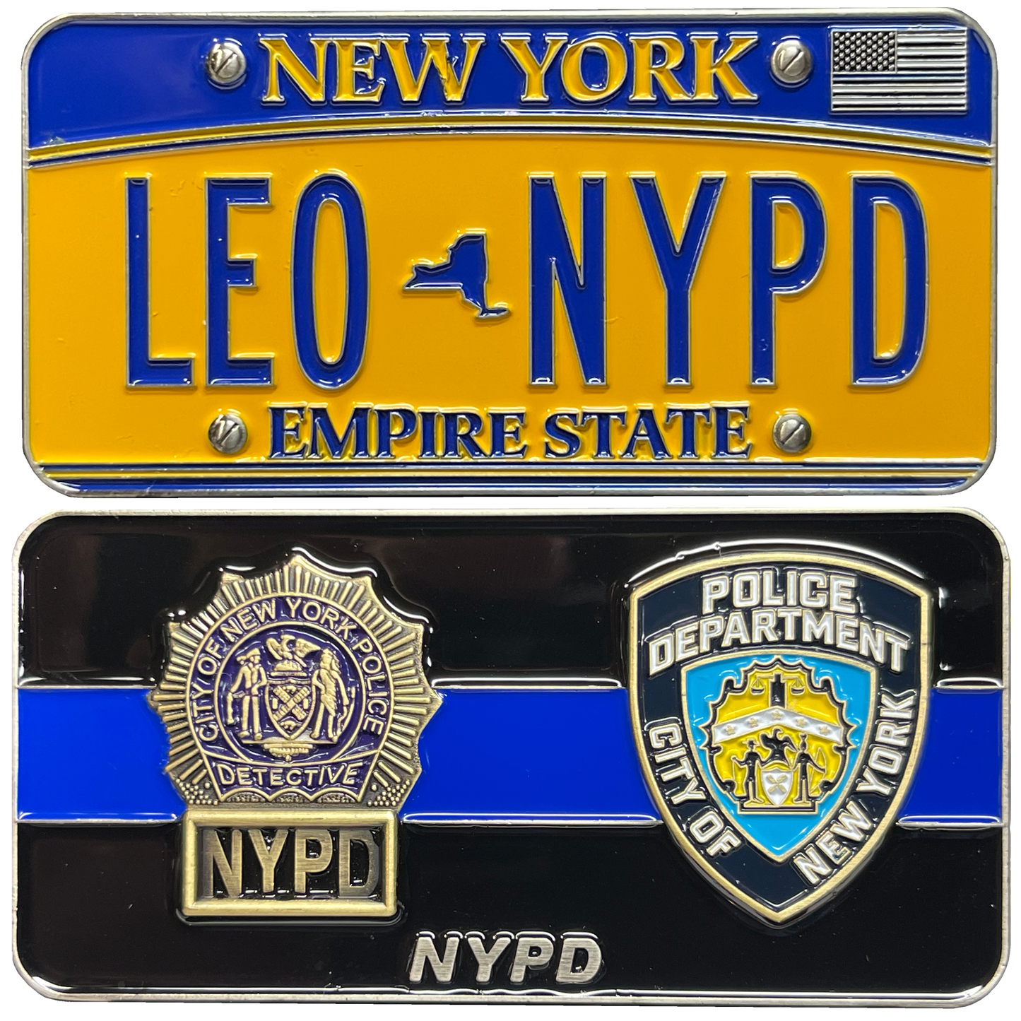 BL13-009 NYPD New York License Plate Thin Blue Line Police Detective Challenge Coin