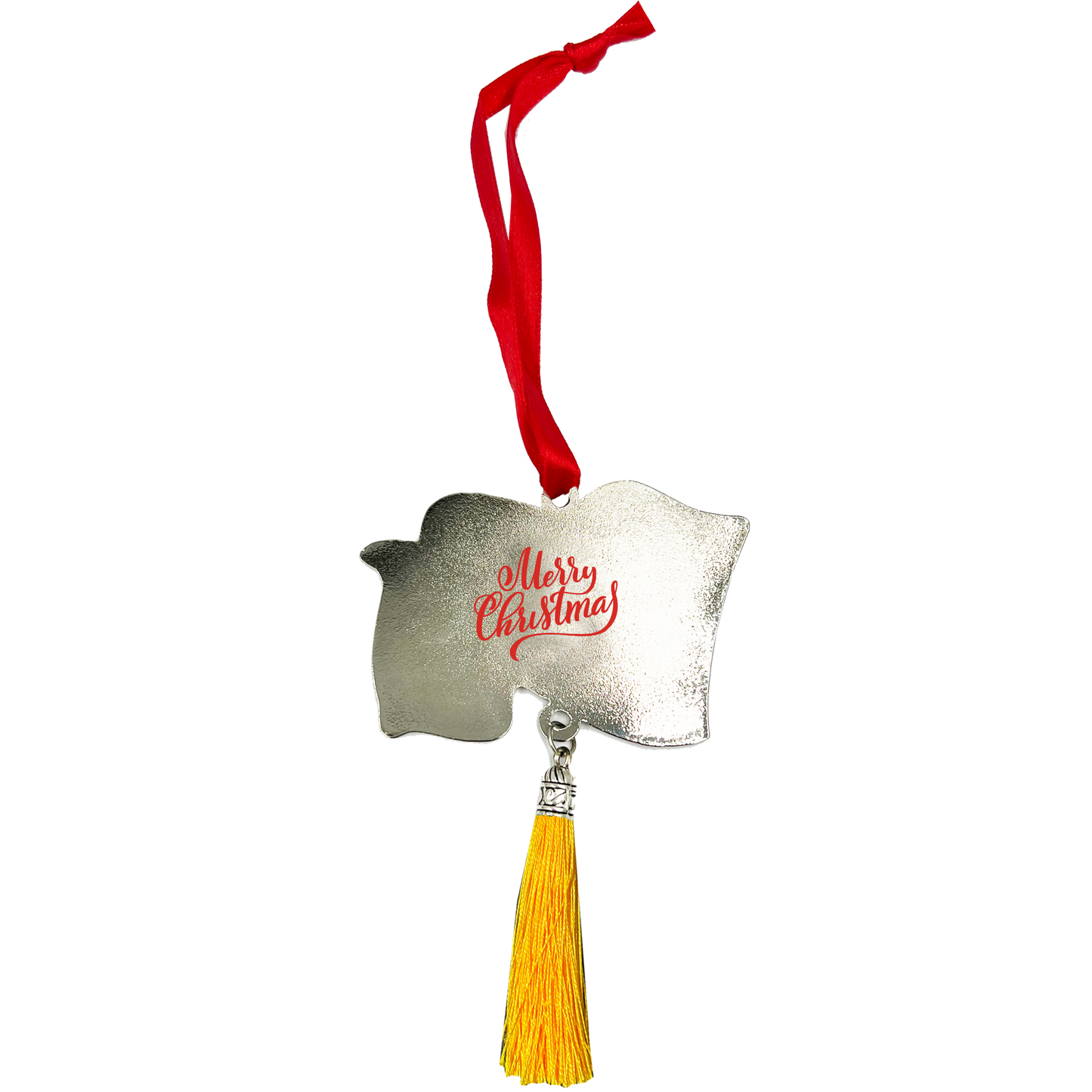 GL3-020 Thin Gold Line Flag Merry Christmas Ornament Emergency Dispatcher 911 Yellow