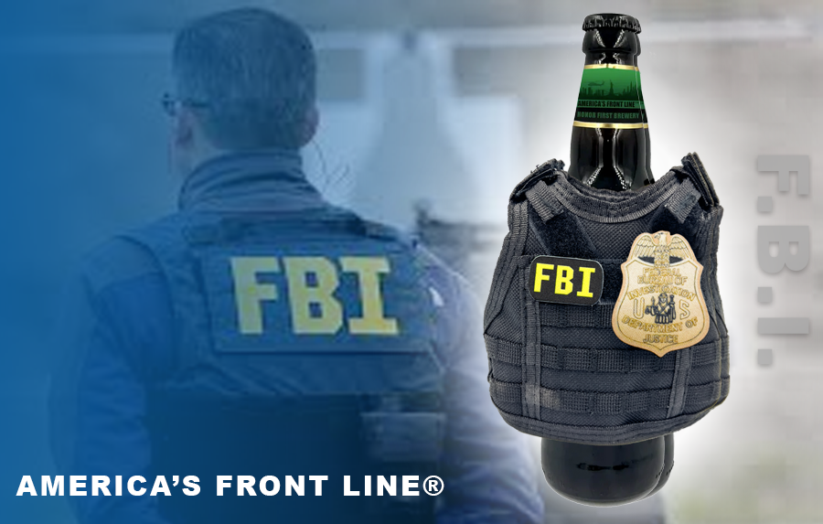 BL1-014 FBI SPECIAL AGENT Tactical Beverage Bottle or Can Cooler Vest with removable patches perfect gift for Challenge Coin collectors