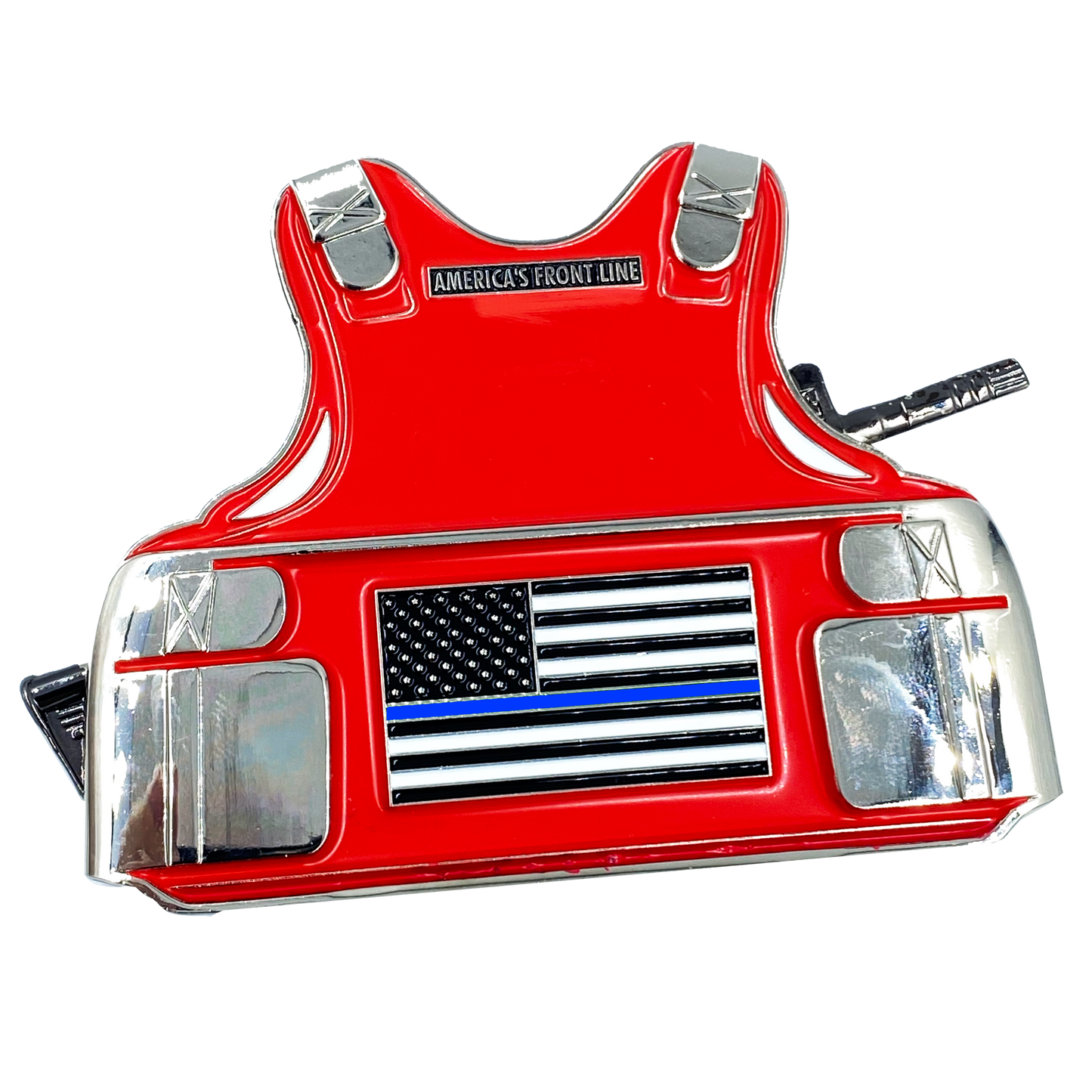 BL16-018 Firearms Instructor Thin Blue Line M4 Body Armor 3D self standing Challenge Coin CBP Police LAPD Chicago ATF FBI FM