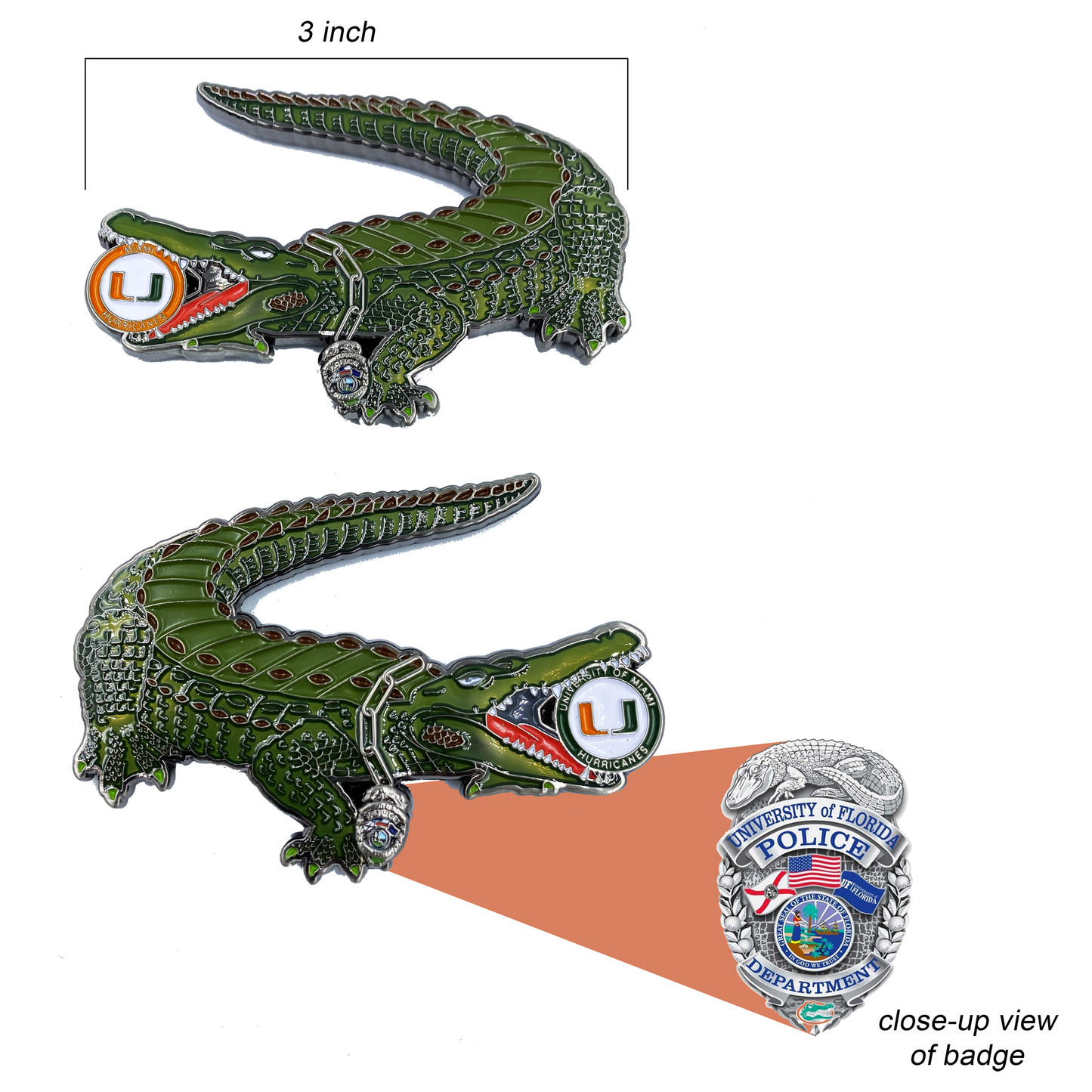 DISCONTINUED CL4-17 Florida Gators Challenge Coin Police K9 UM Hurricanes University of Miami Canes