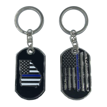 II-004 Georgia Thin Blue Line Challenge Coin Dog Tag Keychain Police Law Enforcement