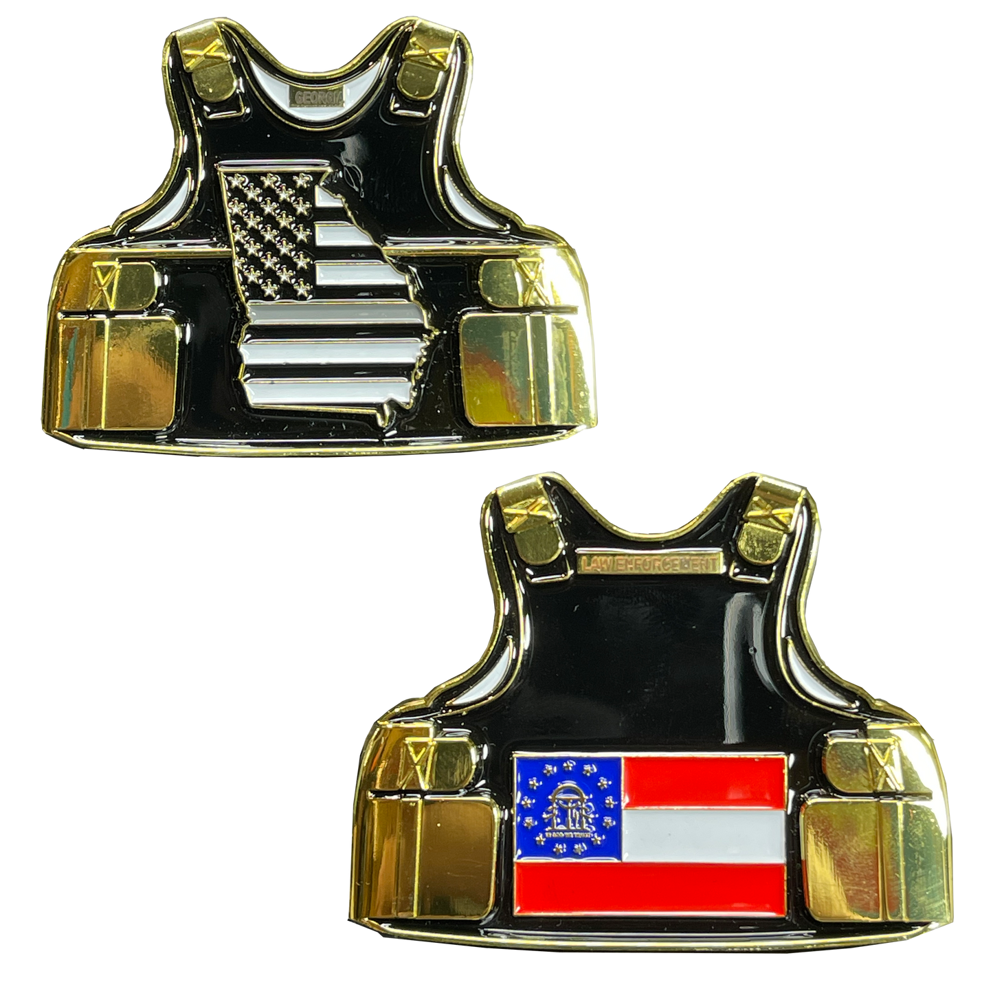 BL9-007 Georgia CO Correctional Officer Corrections Jail Prison Guard Thin Gray Line Police Body Armor State Flag Challenge Coins