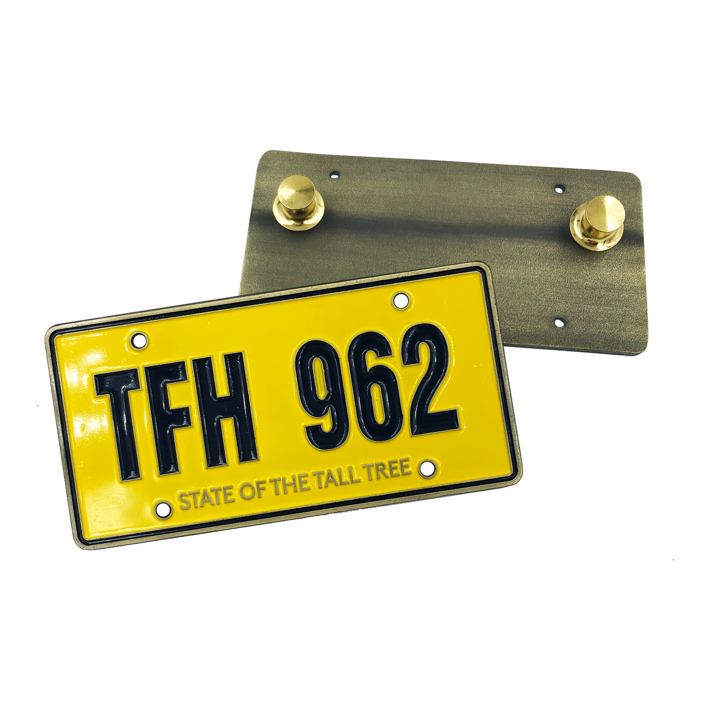 FF-019 Goonies Fratelli's License Plate Medallion Pin with dual pin backs Jeep Cherokee TFH 962