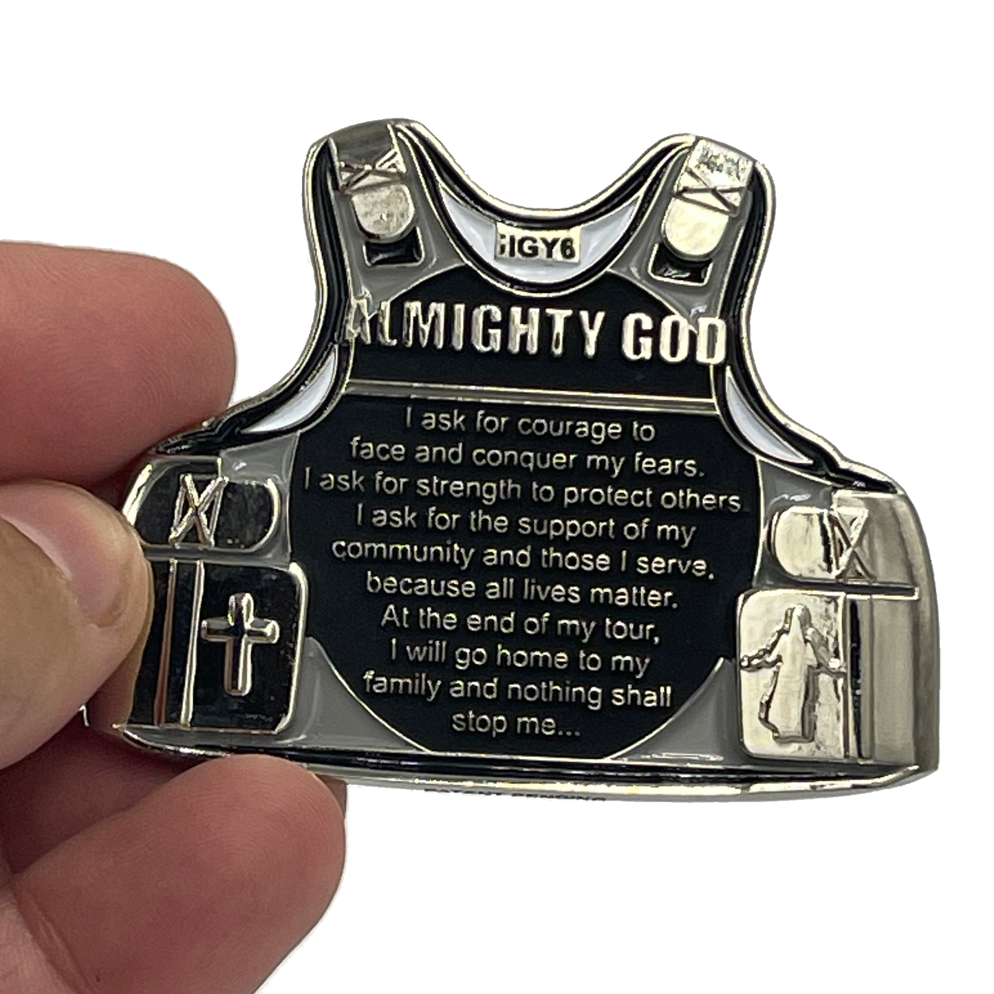 BL10-016 Correctional Officer's Prayer God Almighty Challenge Coin Thin Gray Line CO Corrections