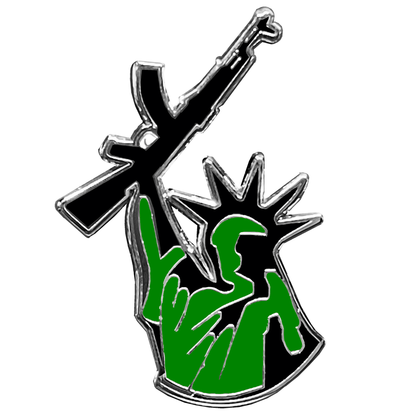 Thin Green Line Statue of Liberty M4 Cloisonné Pin with dual pin posts Border Patrol Army Marines CBP Deputy Sheriff