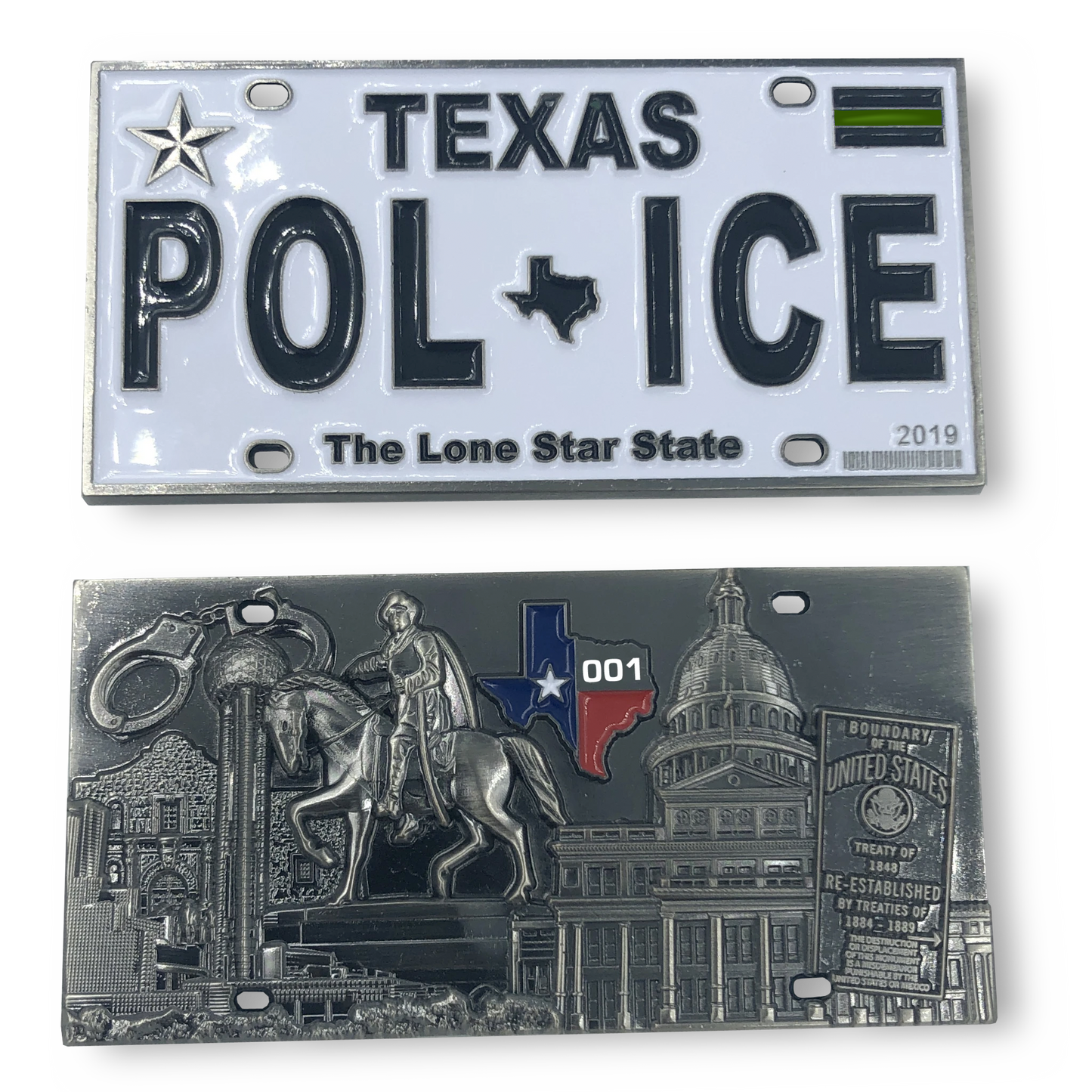 discontinued BL12-009 Thin Green Line Texas Police License Plate Challenge Coin Border Patrol Sheriff CBP Law Enforcement