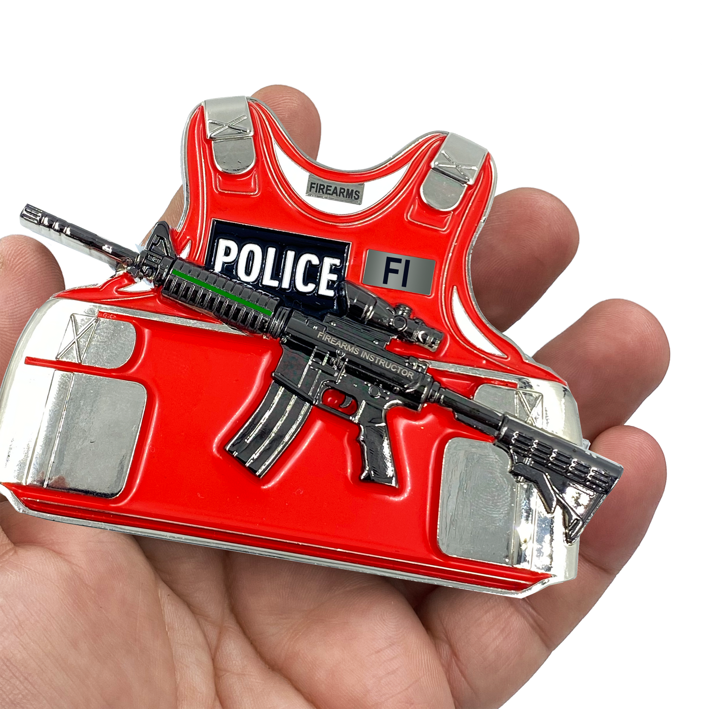DL10-15 Firearms Instructor Thin Green Line M4 Body Armor 3D self standing Challenge Coin CBP Border Patrol Agent Deputy Sheriff Marines Army