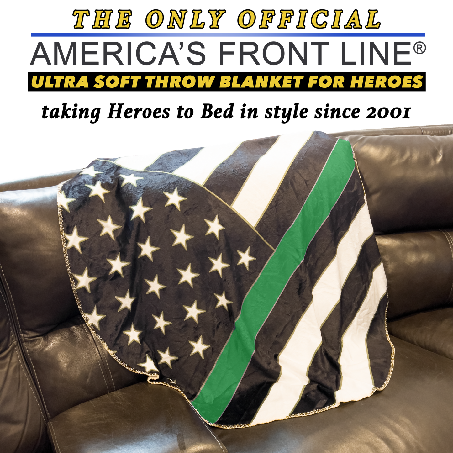 EL10-017 Official America's Front Line Thin Green Line Border Patrol Round Blanket Bedding Sofa Couch Throw