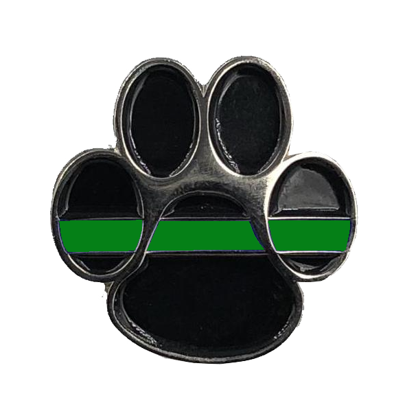 CL6-011 K9 Paw Thin Green Line Canine Lapel Pin Police Deputy Sheriff Border Patrol Military Army Marines